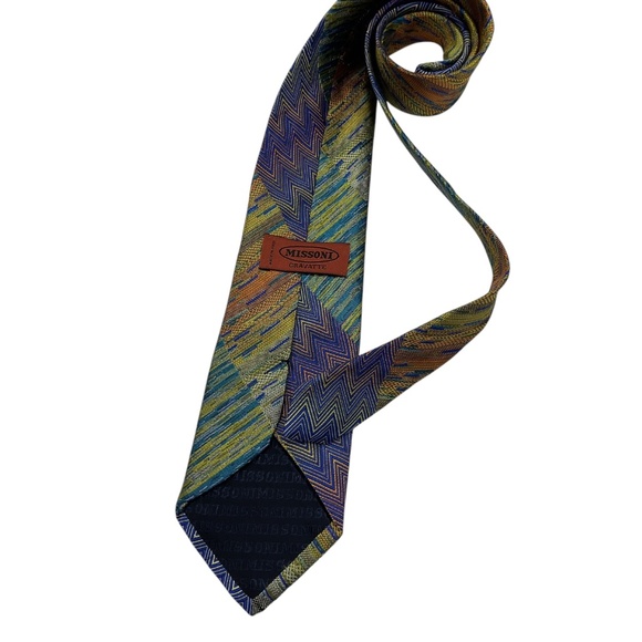 MISSONI Multicolor Geometric Silk LUXURY Tie ITALY - Picture 2 of 4